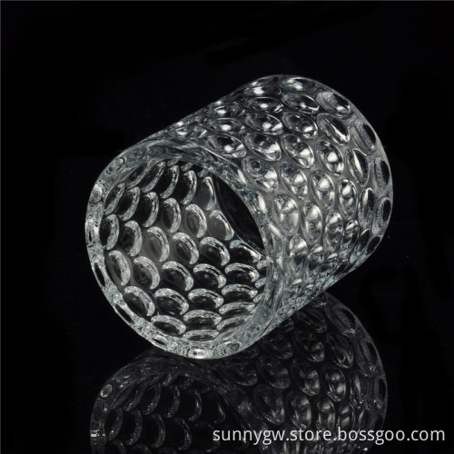 green round rugged surface glass candle holder